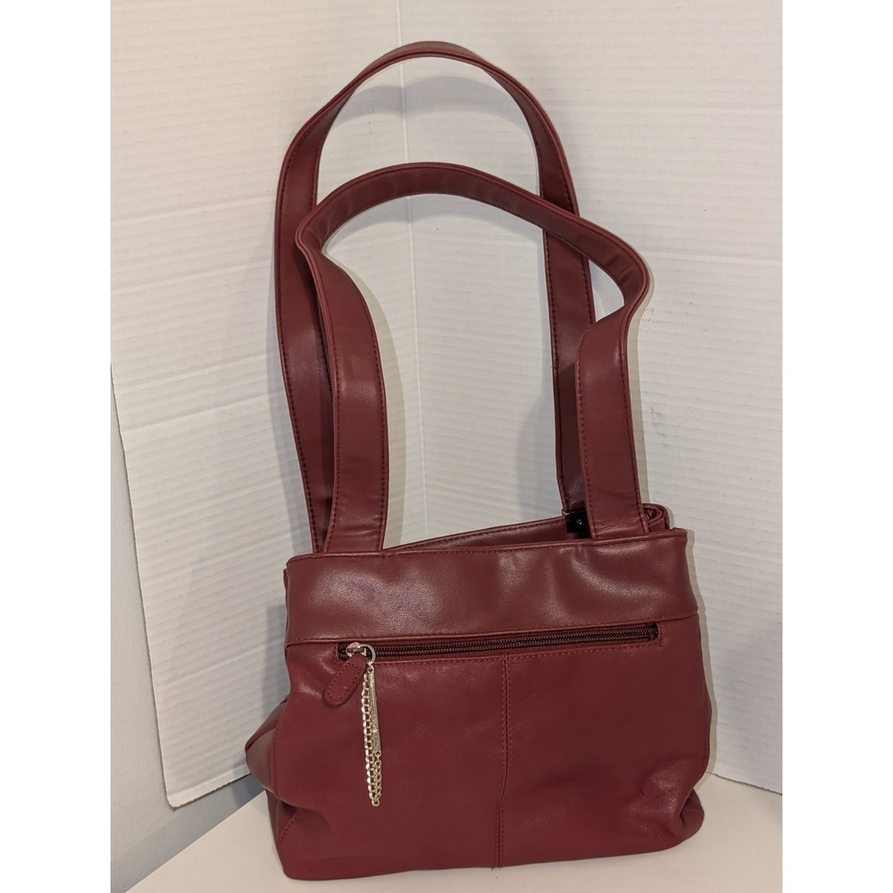 Jennifer Moore Red Leather Double Strap Shoulder‎ Bag